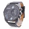 Men's Dual Time Zone Round Dial Quartz Analog Wrist Watch with Black Leather Band OEM MMMDTZRDQAWWBLB Men's Dual Time Zone Round Dial Quartz Analog Wrist Watch with Black Leather Band OEM MMMDTZRDQAWWBLB